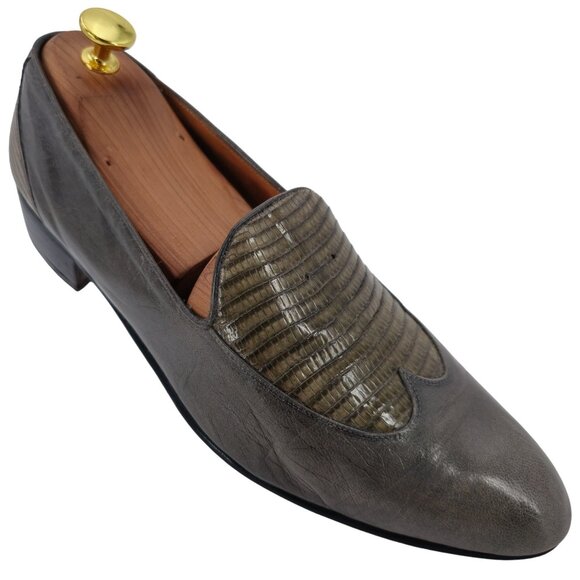 Rodolfo Valentino Other - Vintage Exotic Rodolfo Valentino Gray Teju Lizard Men Size 9 Dress Shoes Loafers